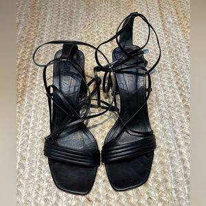 SCHUTZ Glenna Ankle Tie Black Strappy Heels